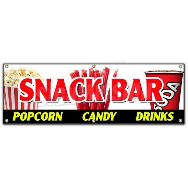 Signmission SNACK BAR CANDY POPCORN DRINKS BANNER SIGN cold sandwiches kettle corn B-72 Snack Bar Candy Popcorn - main